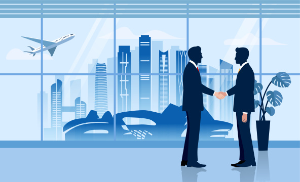 中国商务城市扁平矢量插画