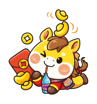 马年Q版可爱小马之红包财源滚滚马上发