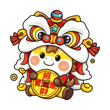 马年Q版可爱小马之头戴醒狮狮头马上有钱