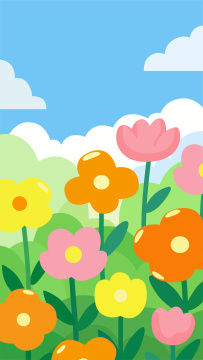 春天开满花朵矢量插画