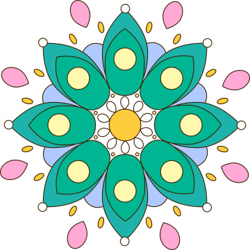 彩色曼陀罗花朵纹样素材