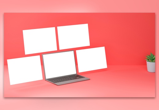 笔记本电脑网站，透视屏幕模型。 