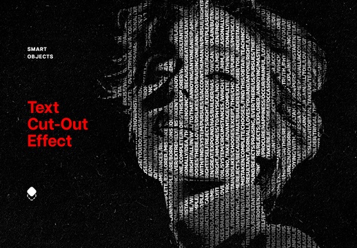 垂直镂空文字照片效果模型