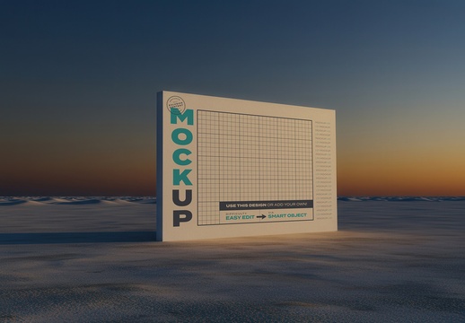 夜晚沙漠的水平模型（此处“Mockup”根据语境可能有不同准确含义，比如“实体模型”“设计草图”“模拟图”等，具体需结合实际情况确定） 