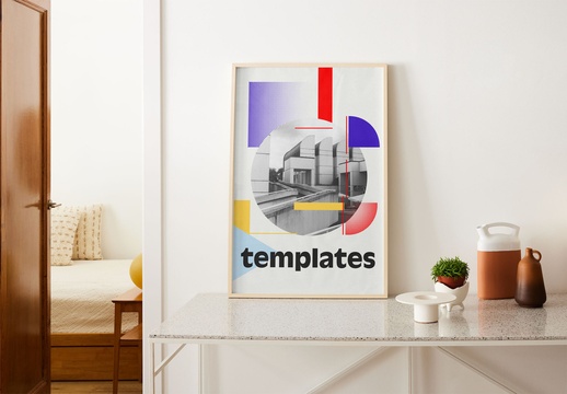 架子上带有可定制设计的相框模型