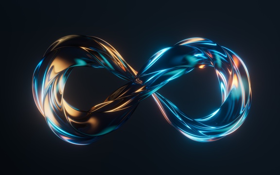 霓虹玻璃曲线莫比乌斯环三维渲染