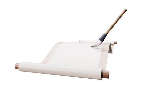 中国风古风卷轴3D渲染