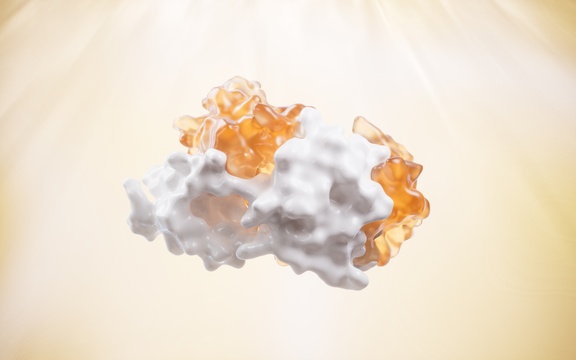 生物科技蛋白质分子结构3D渲染