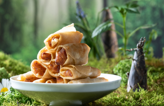 户外美味的小吃炸春卷