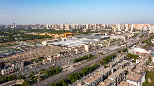 西安火车站航拍