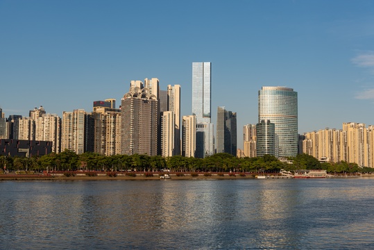 航拍广州珠江新城建筑风光