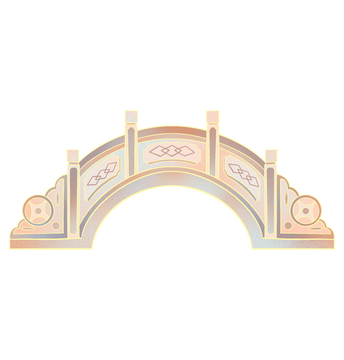 简约中式建筑手绘插画