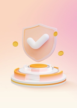 3D玻璃质感盾牌金融插画