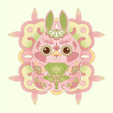 十二生肖动物纹样-兔