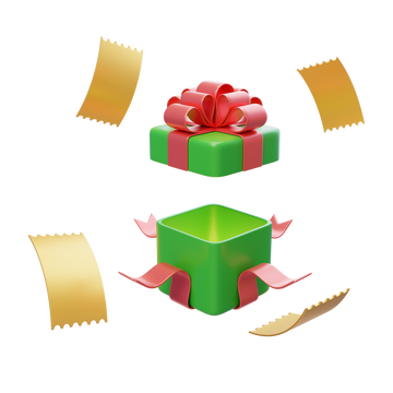 免抠活动优惠券生日祝福礼物盒3D