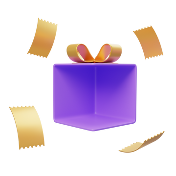 免抠活动优惠券生日祝福礼物盒3D