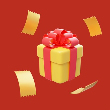 活动优惠券生日祝福礼物盒3D
