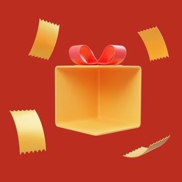 活动优惠券生日祝福礼物盒3D