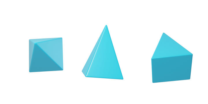 免抠3D立体漂浮元素四棱锥3D