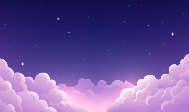 手绘卡通风格夜晚星空背景插图