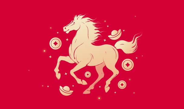 红色马年新年元素插图