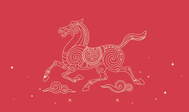 红色马年新年元素插图