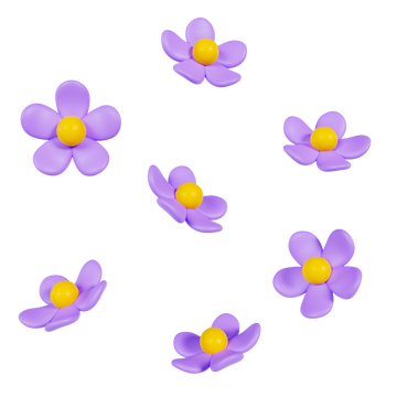 3D渲染的不同角度的花朵春天花卉元素