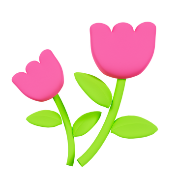 3D渲染的春天花朵植物郁金香花丛花卉元素