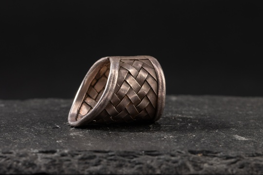 精美编织纹925纯银戒指