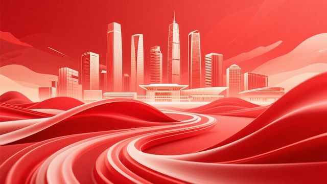 党建风格城市背景红色热烈国庆建党建军