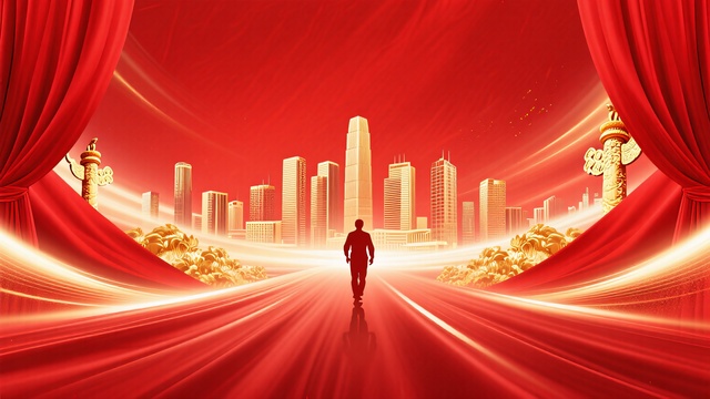 党建风庄重红色城市背景