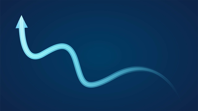 蓝色科技发光箭头插画