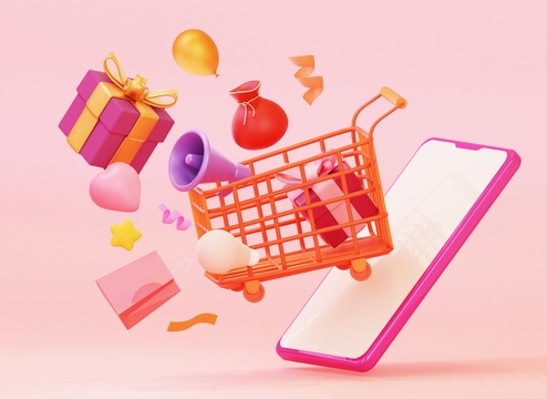 3D渲染电商购物休闲消费网上生活
