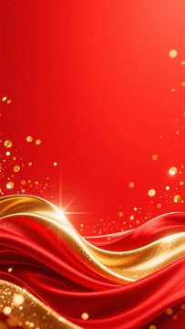 红金丝绸立体质感红色背景