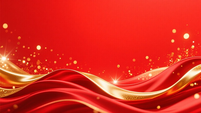 红金丝绸立体质感红色背景