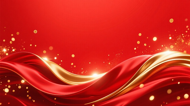 红金丝绸立体质感红色背景