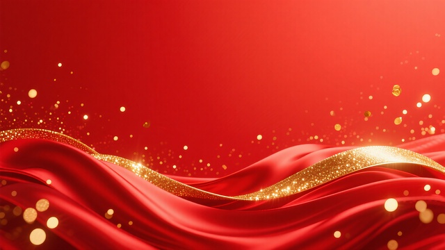红金丝绸立体质感红色背景