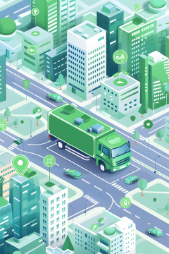 阿拉夫卡车行驶在建筑物林立的城市街道上