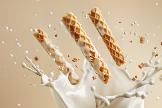 阿拉法特正在掉进玻璃杯里的牛奶飞溅中