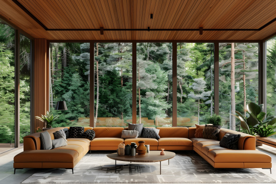 带大沙发和咖啡桌的阿拉夫客厅