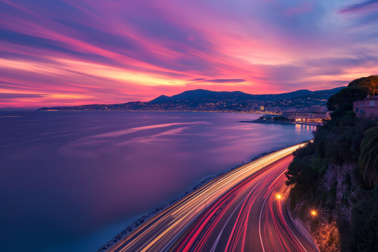 阿拉夫德视图与长时间曝光的城市交通