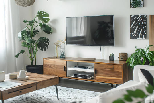 有一个带电视和沙发的客厅