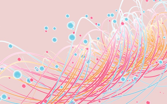 抽象曲线和小球背景3D渲染