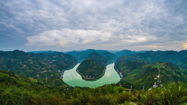 汉江第一湾白天 延时视频