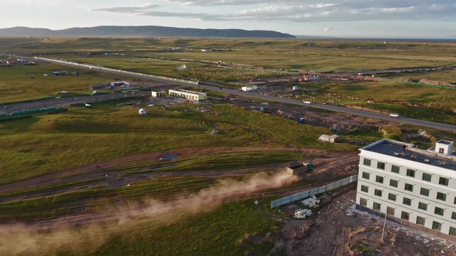 青海海南州共和黑马河乡日落晚霞 航拍视频