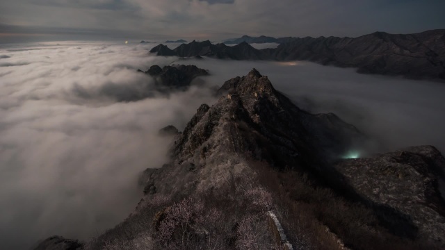 60p延时视频 北京箭扣长城春雪·桃花·云海